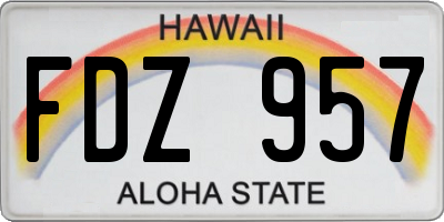 HI license plate FDZ957