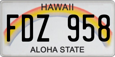 HI license plate FDZ958