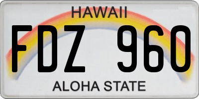 HI license plate FDZ960