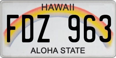 HI license plate FDZ963