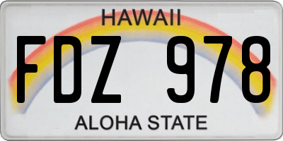 HI license plate FDZ978