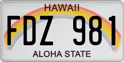 HI license plate FDZ981