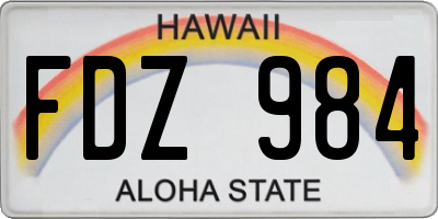 HI license plate FDZ984