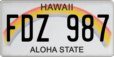 HI license plate FDZ987