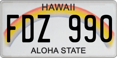 HI license plate FDZ990