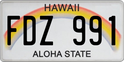 HI license plate FDZ991