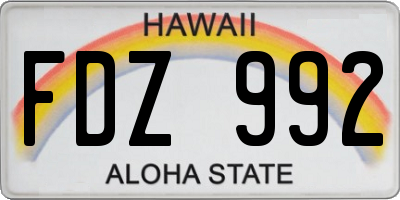 HI license plate FDZ992