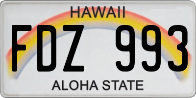 HI license plate FDZ993