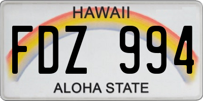 HI license plate FDZ994