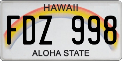 HI license plate FDZ998