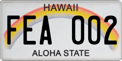 HI license plate FEA002