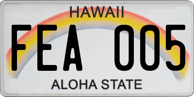 HI license plate FEA005