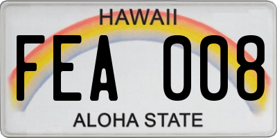 HI license plate FEA008