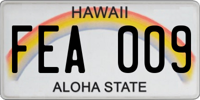 HI license plate FEA009