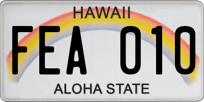 HI license plate FEA010