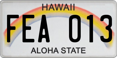 HI license plate FEA013