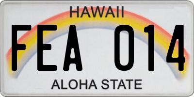 HI license plate FEA014