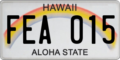 HI license plate FEA015