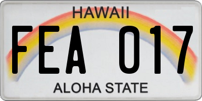 HI license plate FEA017
