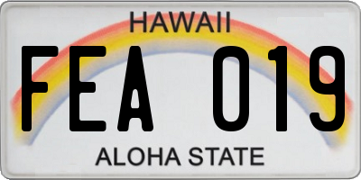 HI license plate FEA019