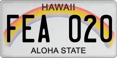 HI license plate FEA020