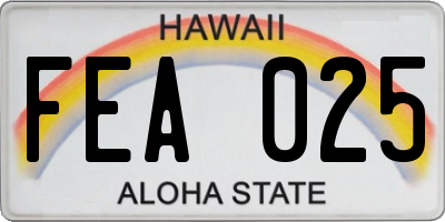 HI license plate FEA025