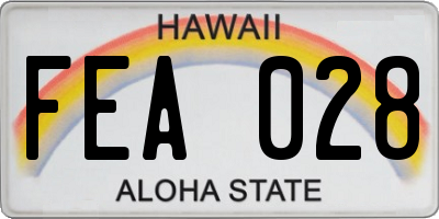 HI license plate FEA028