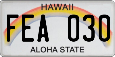 HI license plate FEA030