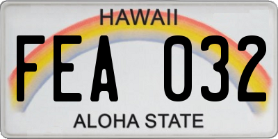 HI license plate FEA032