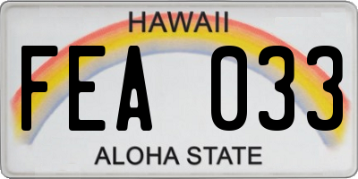 HI license plate FEA033