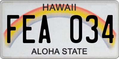 HI license plate FEA034
