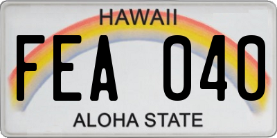 HI license plate FEA040