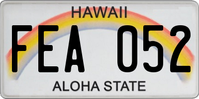 HI license plate FEA052