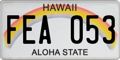HI license plate FEA053
