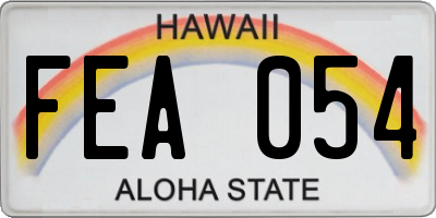 HI license plate FEA054