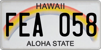 HI license plate FEA058