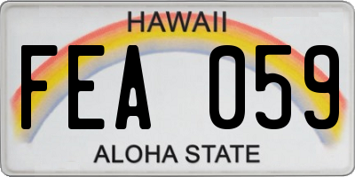 HI license plate FEA059