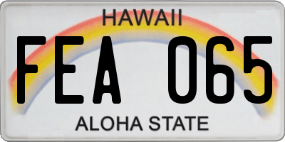 HI license plate FEA065