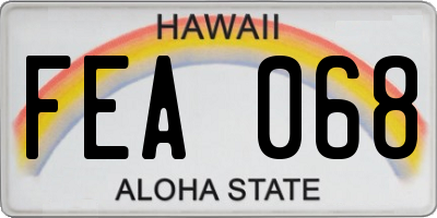 HI license plate FEA068