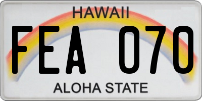 HI license plate FEA070