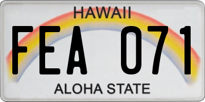HI license plate FEA071