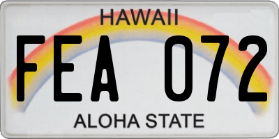 HI license plate FEA072
