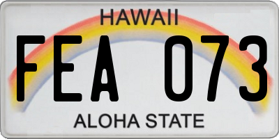 HI license plate FEA073