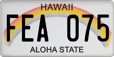 HI license plate FEA075