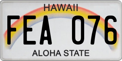 HI license plate FEA076