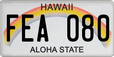 HI license plate FEA080