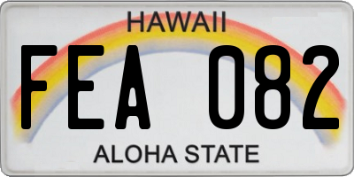 HI license plate FEA082