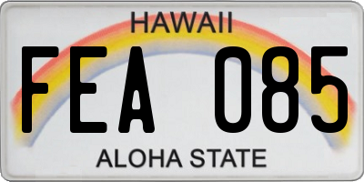 HI license plate FEA085