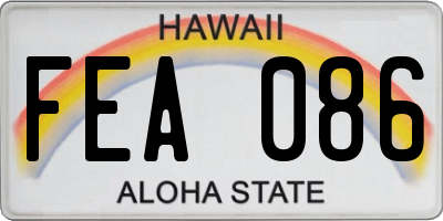 HI license plate FEA086