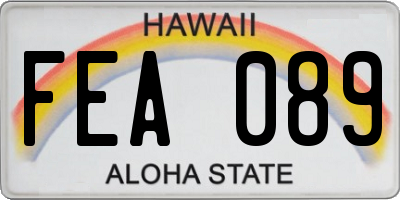 HI license plate FEA089